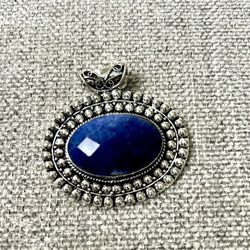 Simulated Sapphire Pendant in Sterling Silver