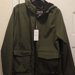 Hurley Full Zip Hurley Full Jacket Men's M Sherpa Lined Algondon Forro/Polyester with Hoodie Very Warm -NWT. Retails for $119 
