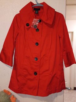 Attention Red Button-Front Jacket