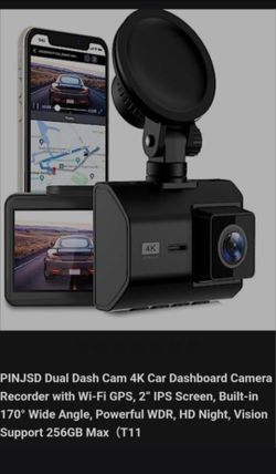 PINJSD Dual Dash Cam 4k Car Dashboard Camera Recorder Wifi  GPS 2" IPS Screen Built In 170° Wide Angle WDR HD Night Vision