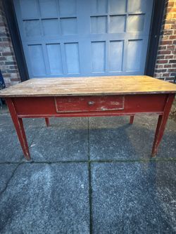 Primitive Antique Pine Farm Table 