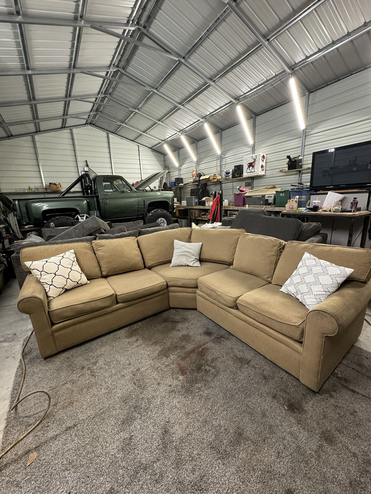 Light Brown Sectional Couch (Free Delivery)