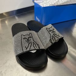 RIPNDIP RHINESTONE CAT SLIDES