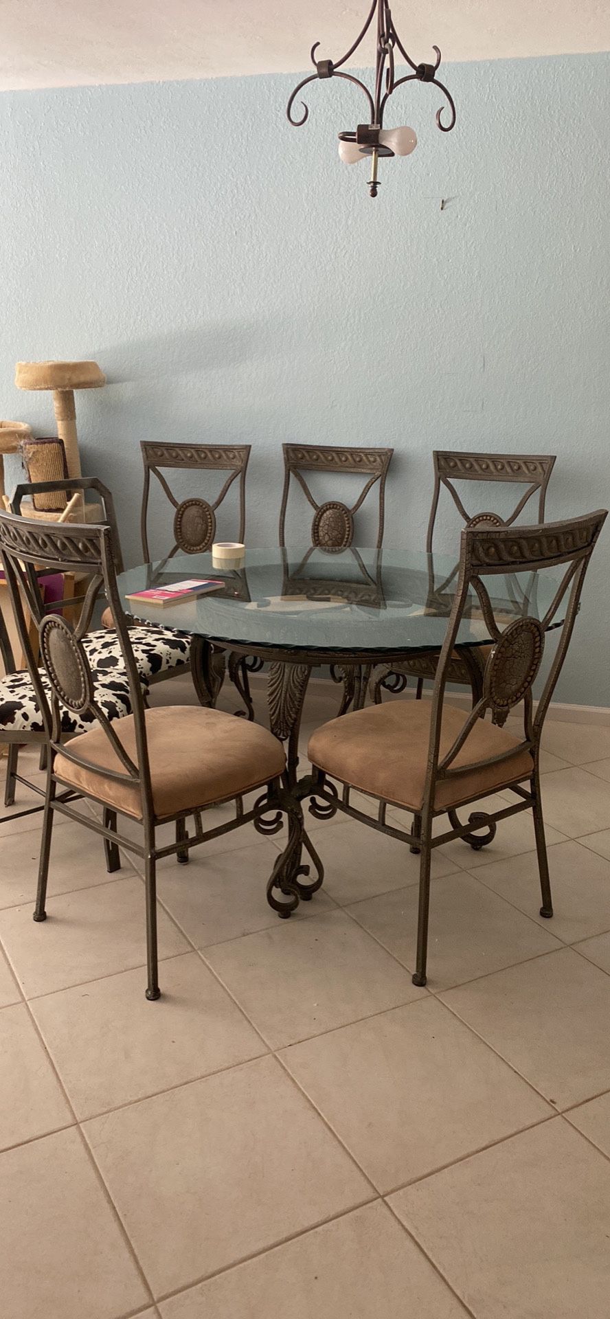 Brand New Glass Table With 5 Chairs To Match