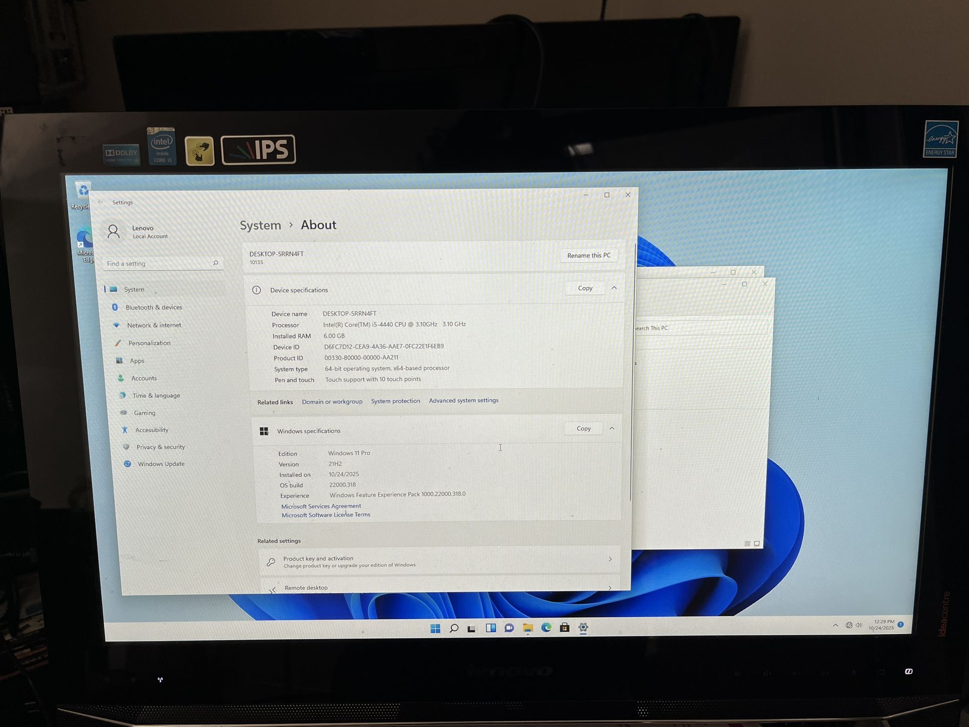 Lenovo IdeaCentre B550 23" All-In-One Touchscreen Desktop Computer i5-4440 @ 3.10 GHz  6 GB RAM 1 TB HDD Win 11 Pro