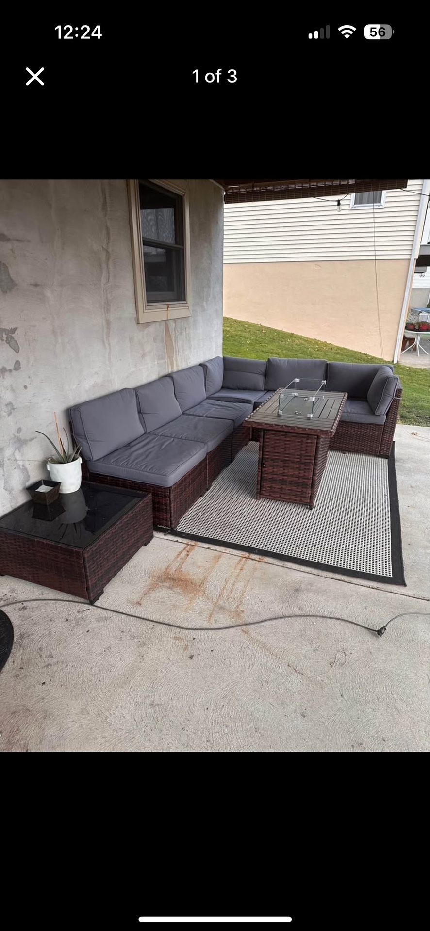 Patio Furniture With Fire pit and Side Table 
