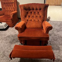 2 VINTAGE Valure Orange Reclining Chair