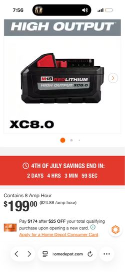 Milwaukee high output battery