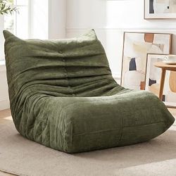 Bean Bag Sofa Chair, Faux Fur Floor Lounger with High-Density Memory Foam Filling, Comfy Armless Lazy Sofa