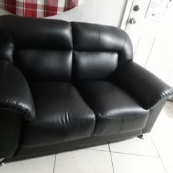 Black Synthetic Leather Couch 