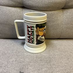 RARE! LOONEY TUNES VTG  "HAPPY HOLIDAYS"  Stein/ Mug - BUGS, TWEETY, TAZ & DAFFY