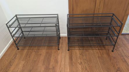 2 3-Tier Metal Shoe Rack, Grey