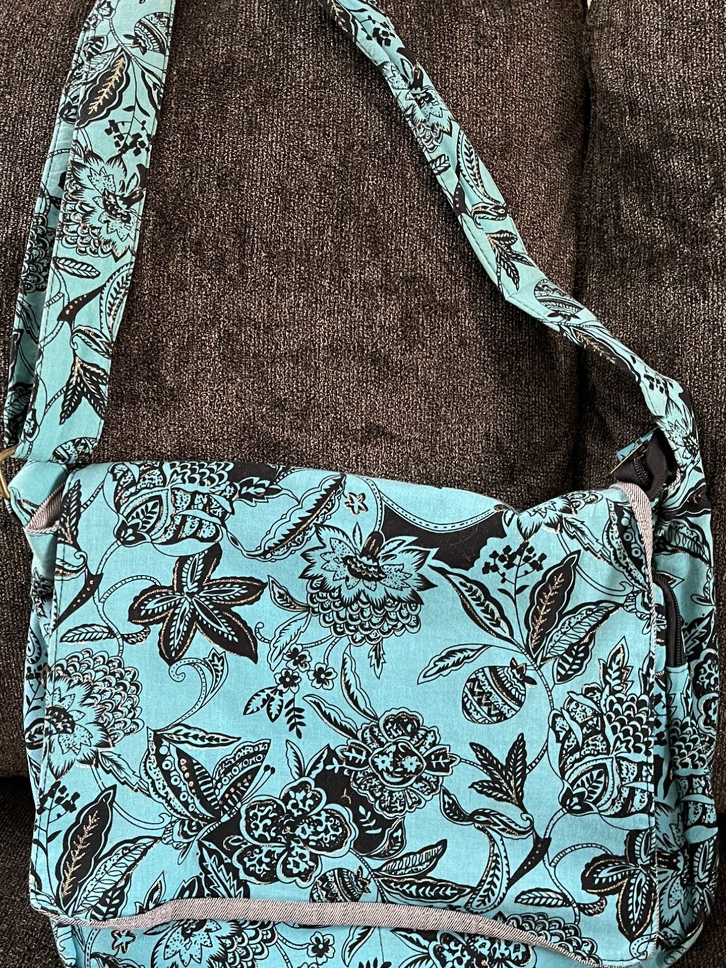 Teal Cotton Messenger Bag Purse