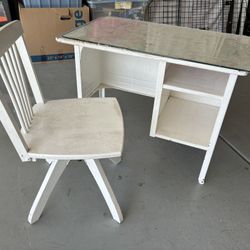 Old Metal Kids School Desk And Chair