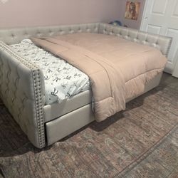 Filmore Grey Full Upholstered Daybed With Pull-Out Twin Trundle 