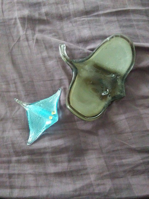 Glass Stingray From John's Pass  Florida   Blue One For Sale