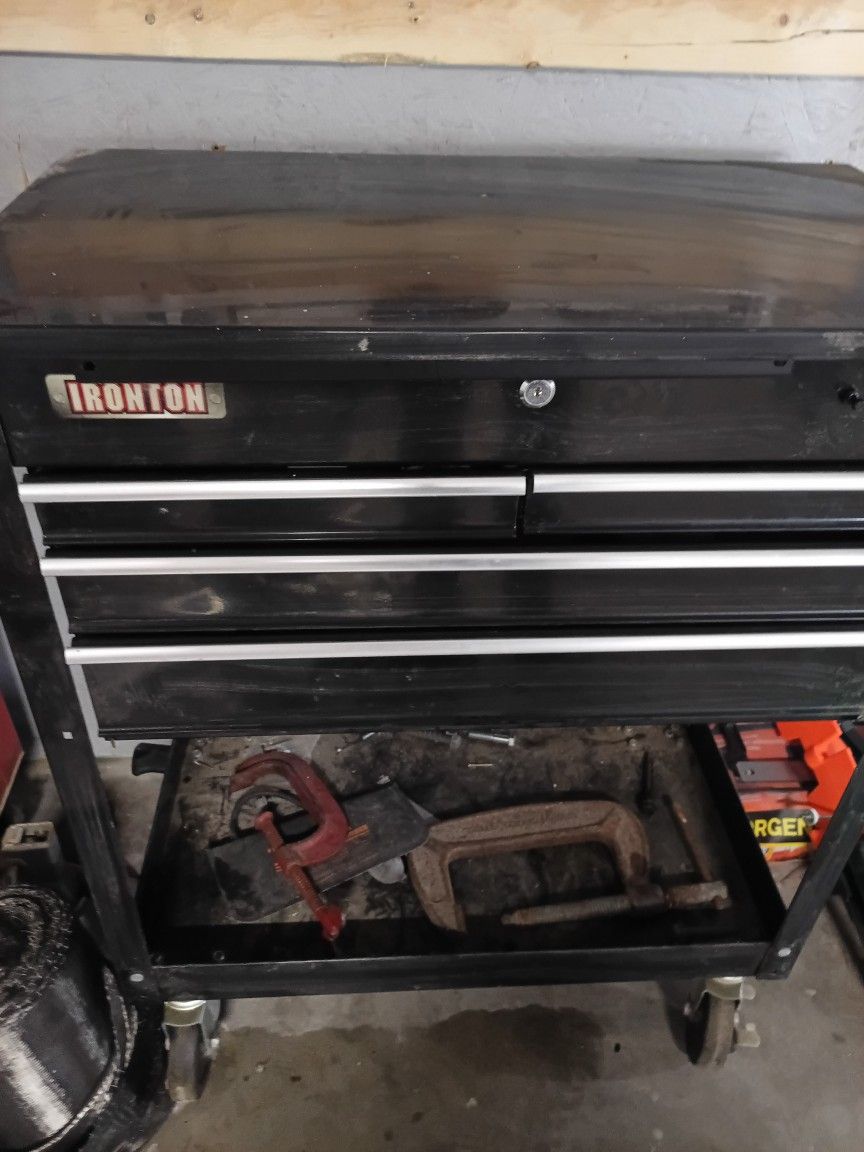 Rolling Tool Box Chest With Hand Tools Construction Carpenter 