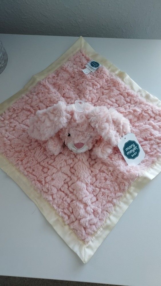 Mary Meyer Pink Putty Nursery Bunny Lovey Satin Security Blanket Soother 13 Inch