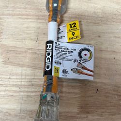 RIDGID 9 in. 12/3 Heavy Duty Indoor/Outdoor Industrial Job Site Adapter, Orange/Grey