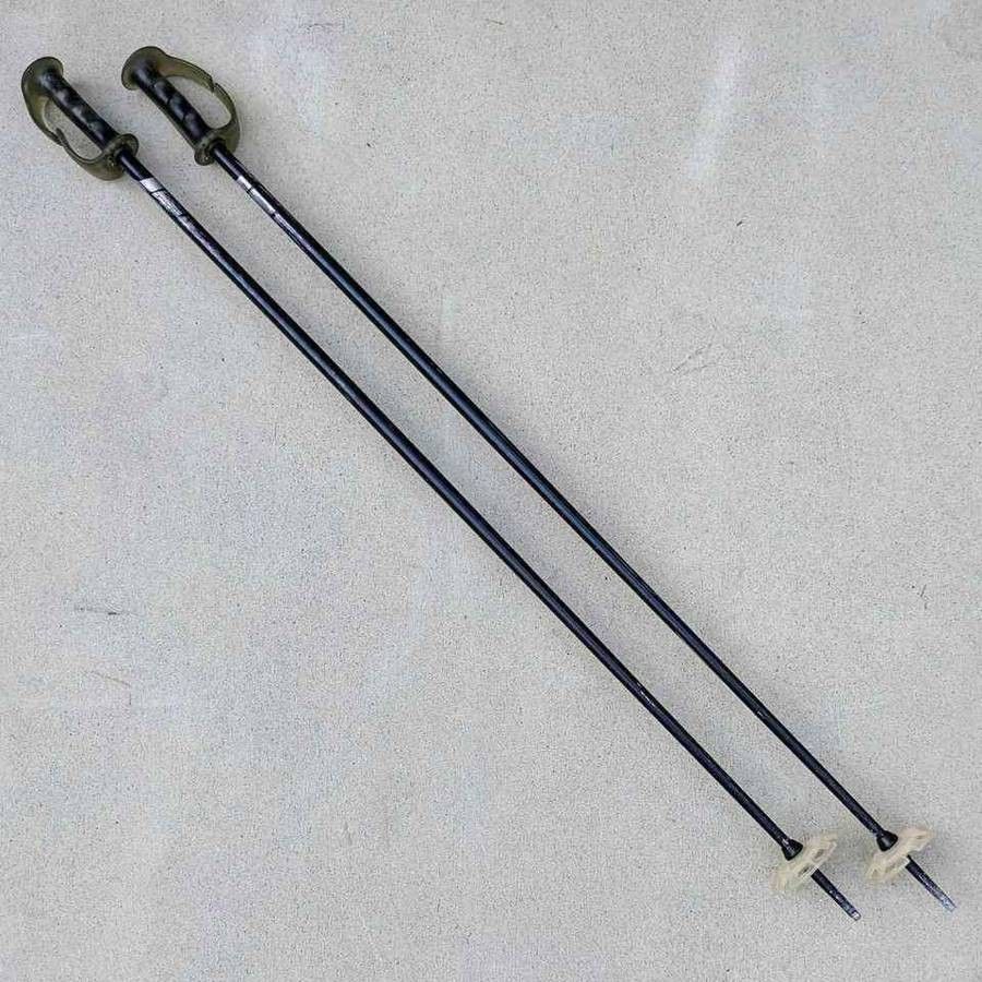 Beconta 48" vintage aluminum ski poles with rubber pistol grip strapless handles grips