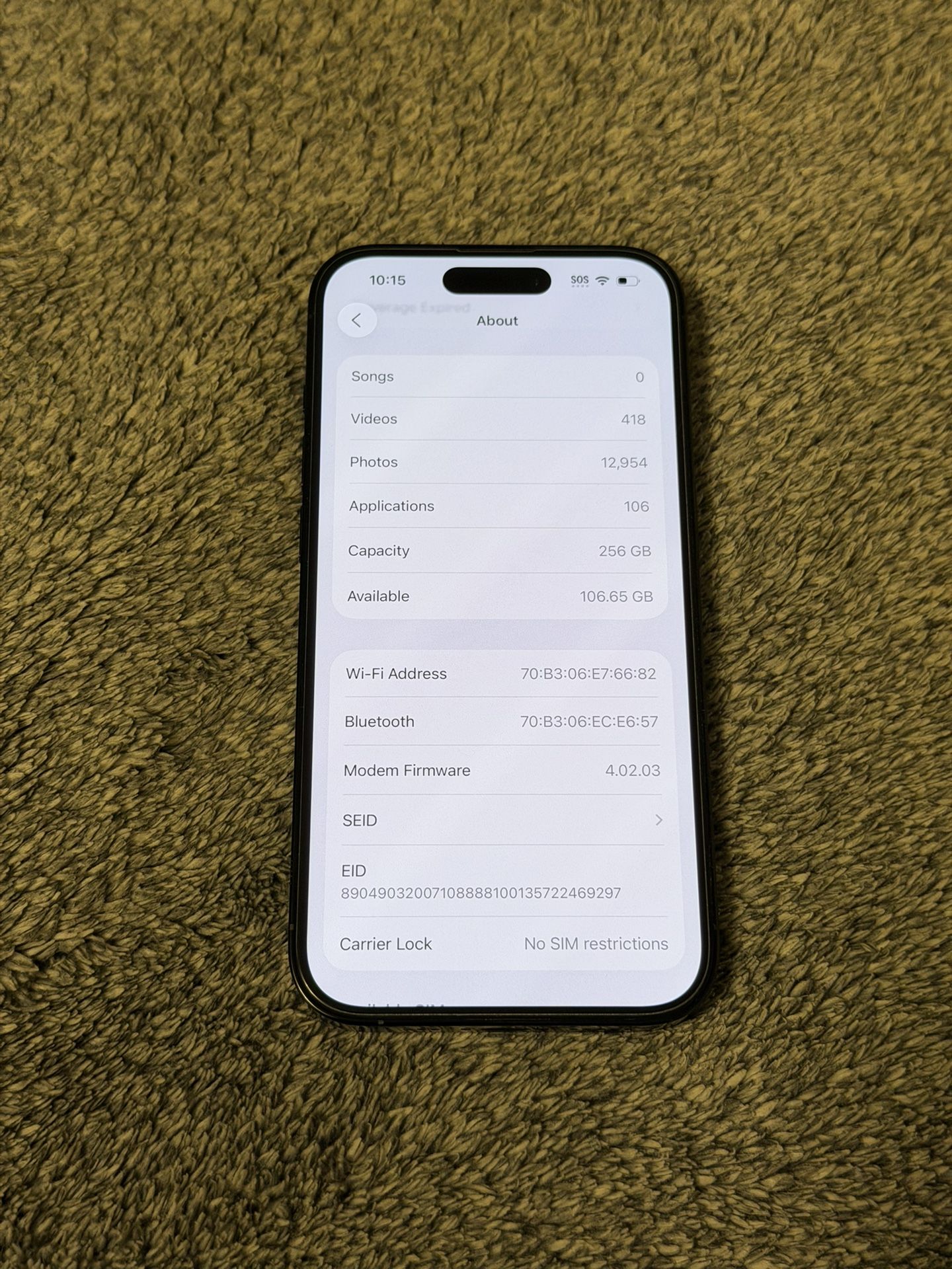 iPhone 14 Pro, 256 Gig, unlocked.