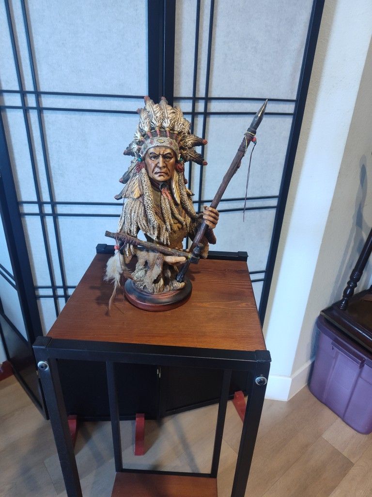 Statue Of A Native American Chief Southwest Or Western Decor