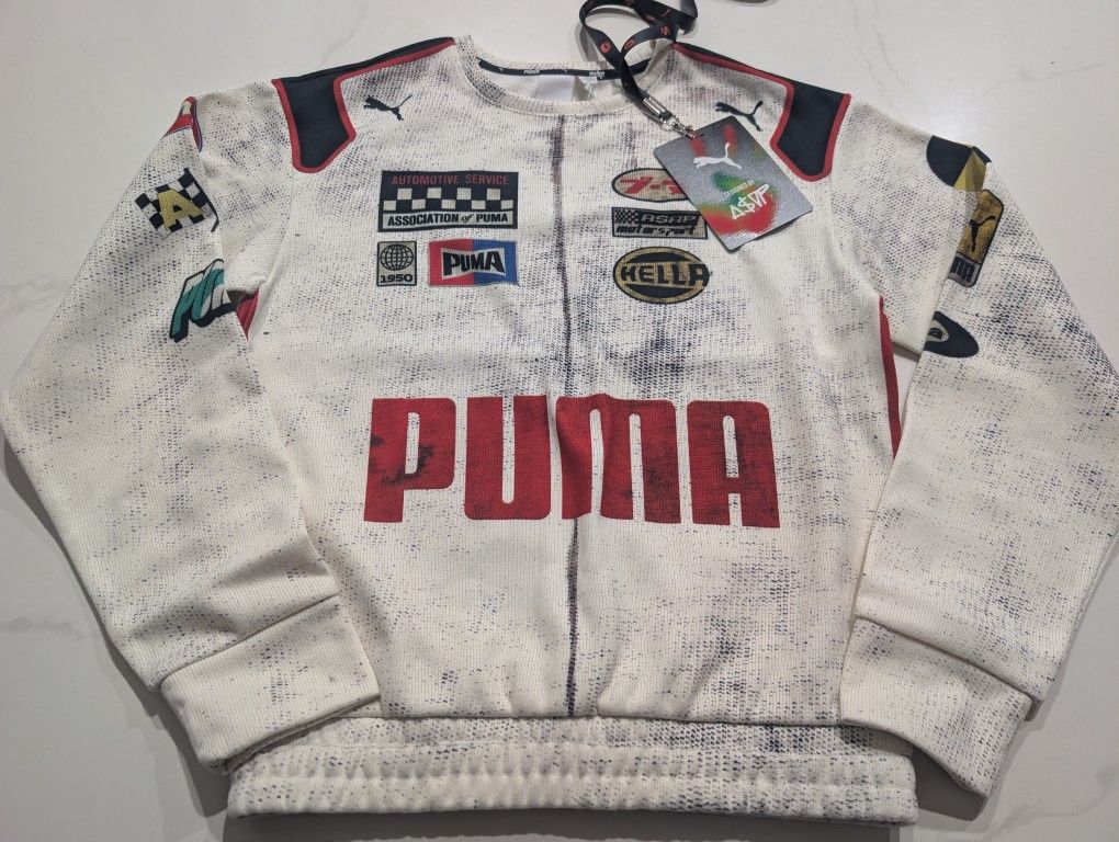 PUMA x A$AP Rocky MIA Crewneck Sweatshirt Long Sleeve Mens Warm White Size Small