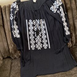 Black dress with embroidery. Read description for details and location.
