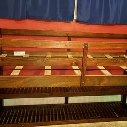 Wooden Loft Bed with Shelves