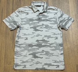TravisMathew Mens Medium Gray Camo Palm Tree Golf Polo Shirt #15B