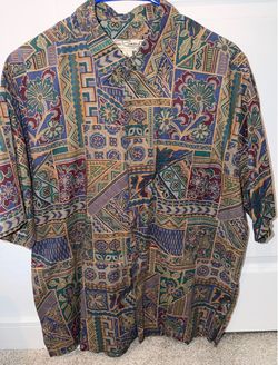 VTG 90s Tori Richards Hawaiian Aloha Button Shirt Cotton Lawn LRG - Made In USA