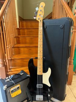 Squier Vintage Modified Carbonita Precision Bass w/ Hardshell Case, Fender Rumble 15 Bass Amp