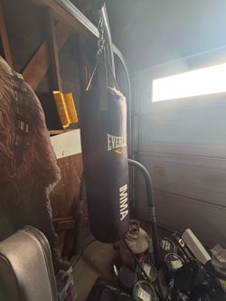 Punching bag with stand and gloves