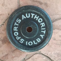 SPORTS AUTHORITY 10 Pound Barbell Weight Plate  / Exercise ( Pesa De 10 Libras Para Ejercicio )