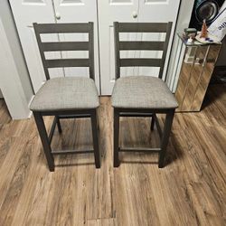 2 Bar Stool Grey Chairs