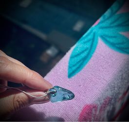 Alaskan icy blue sea glass on 925 Sterling silver necklace