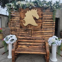 Custom Wood Bench and Wood Wall