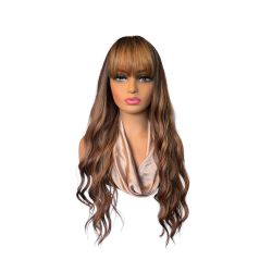 Long Wig Brown with Highlights 27”