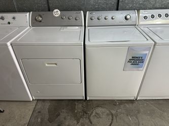 WHITE WHIRLPOOL TOP LOAD WASHER & GAS DRYER 