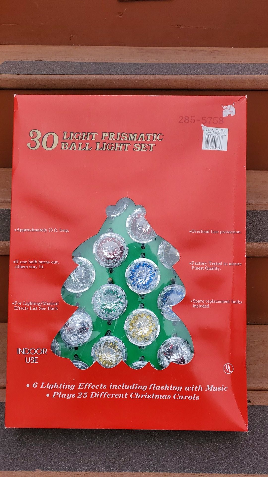 30 light ball Christmas light decoration set 23ft long, decor 6 lighting effects and plays music