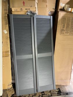 NEW 15” x 55” Open Louvered Shutters in Gray (2 Pairs)