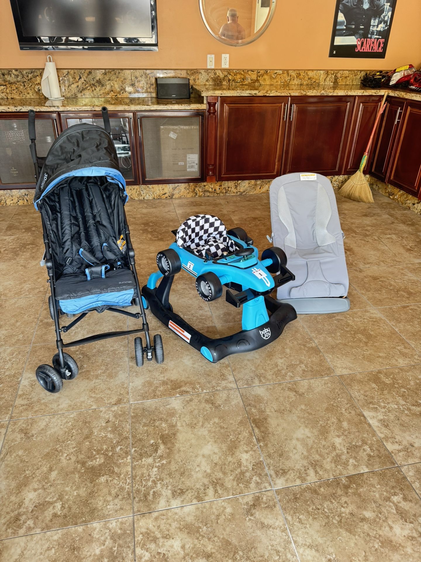 🍼 Baby Gear Bundle – Stroller, Walker & Bouncer (Gently Used)