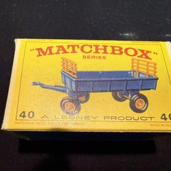 Vintage MatchBox 40 Hay Trailer And Box Boxed Lesney 1960S