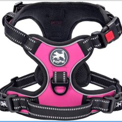 PoyPet No Pull Dog Harness, No Choke Front Lead Dog Reflective Harness, Adjustable Soft Padded Pet Vest with Easy Control Handle for Small to@H4-441