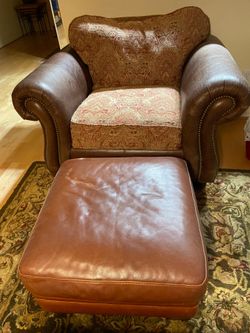 Leather chair with ottoman