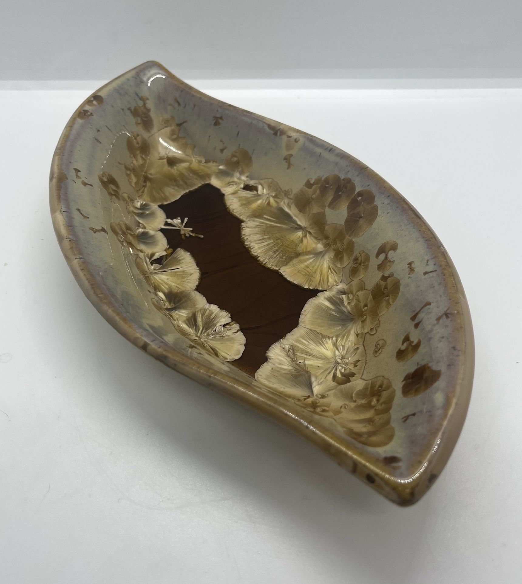 Abstract Crystalline Glazed Pottery Dish by Wyndham Brooke Haven (Sea Grove) for JUST $50!