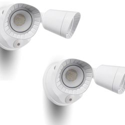 2 Pack White LED Flood Lights, 16W 1900LM, IP65 Waterproof Dusk to Dawn Dual Head Security Lights