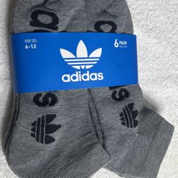 Adidas Originals Forum Trefoil Low Cut Socks Gray/Black 6/Pack (6-12) Men's “New”