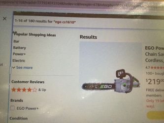 PACKAGE DEAL… EGO POWER CHAIN SAW, 16’….. EGO POWER 56 VOLT CORDLESS BATTERY STRING TRIMMER AND LEAF BLOWER