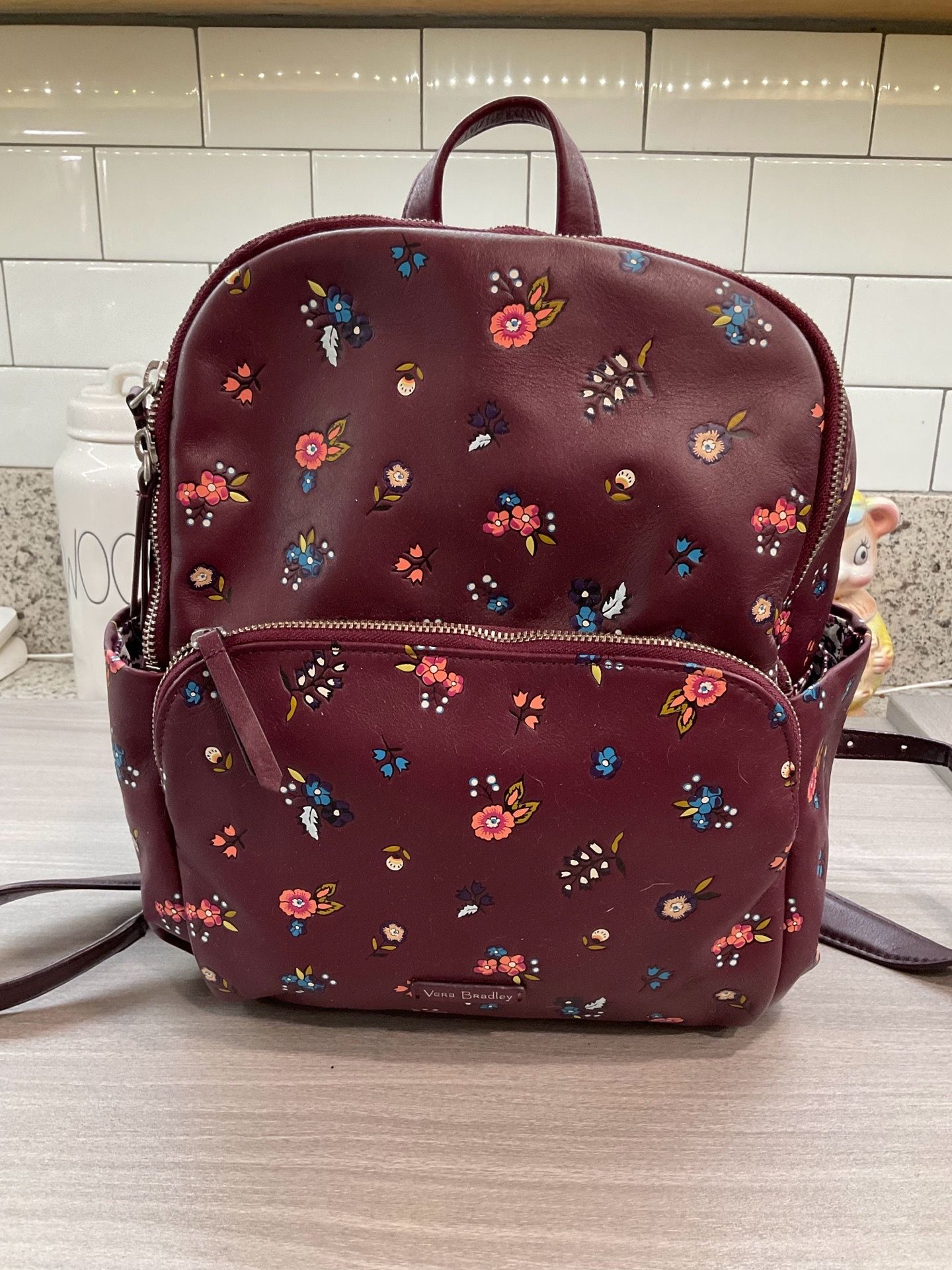 VERA BRADLEY WINE COLOR FLORAL BACKPACK